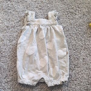 GAP Light Gray Terry Baby Romper with Heart Detail